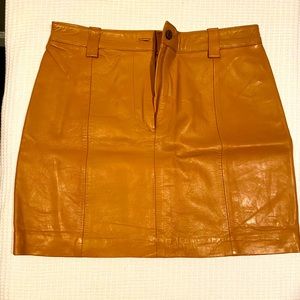 Leather Beige Mini Skirt